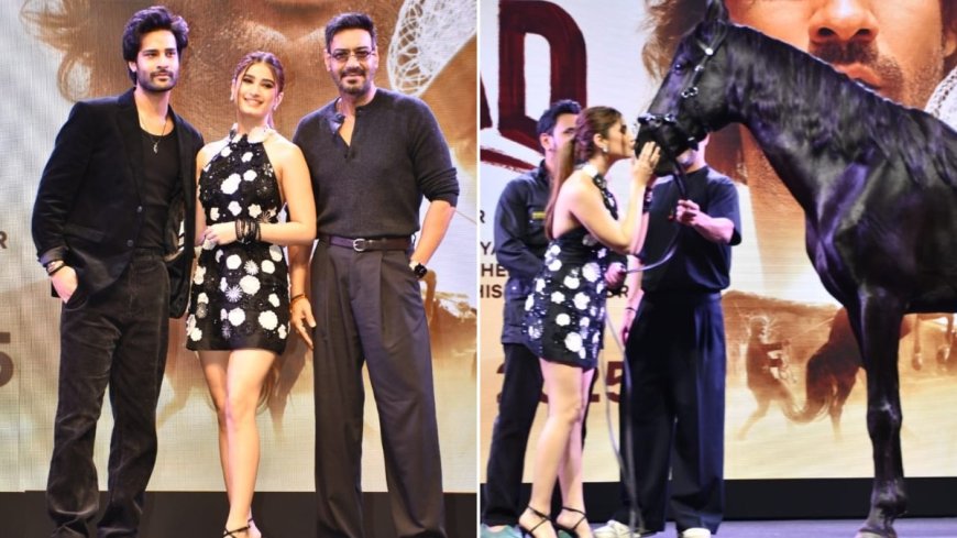 Pics: Ajay Devgn, Rasha Thadani, Aaman Devgan at Azaad trailer launch