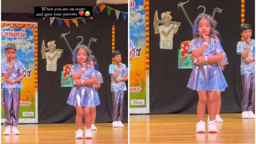 Little girl's reaction to spotting parents from stage is too cute. Viral video