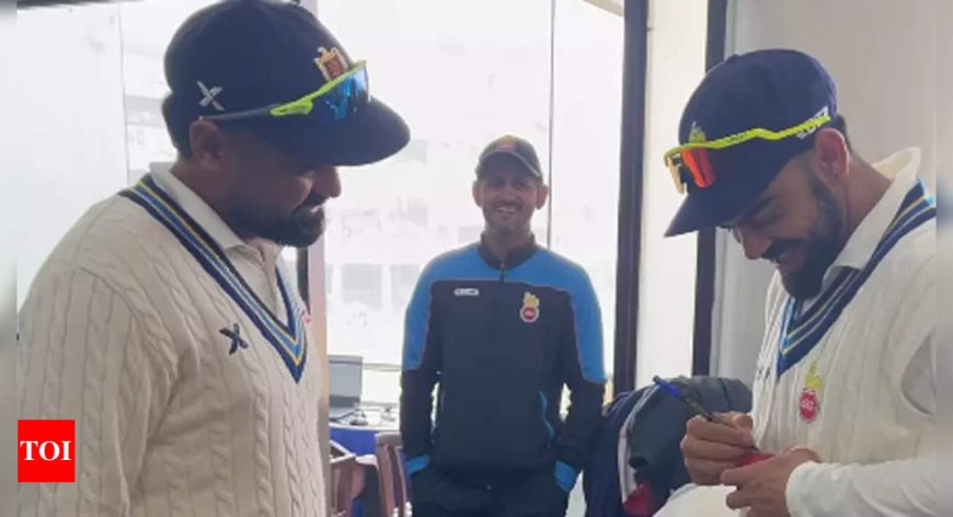 Himanshu Sangwan's fan moment, takes Virat Kohli's autograph after dismissing him in Ranji Trophy