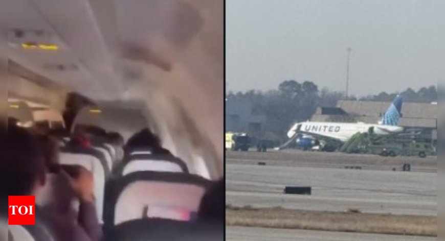 United Airlines plane catches fire on runway, terrified passengers scream, get off