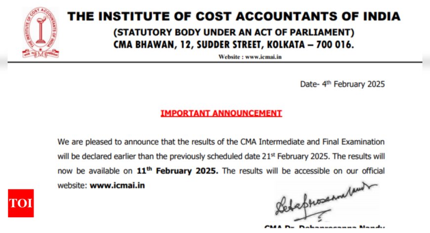 ICMAI revises CMA Final and Intermediate result date for December session, check official notice here