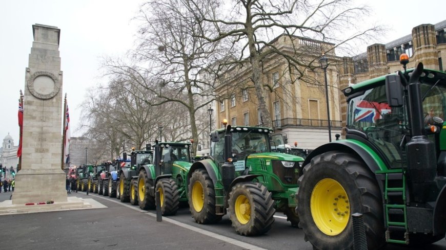 What's got tanks, tractors rolling on the streets of London