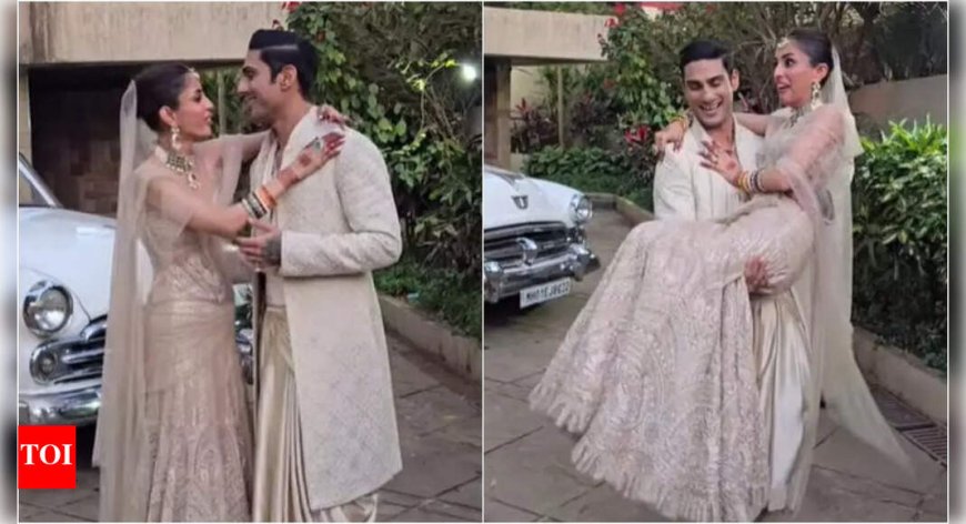 Prateik Babbar and Priya Banerjee make their first official appearance as husband and wife, newlyweds share a passionate kiss for paparazzi