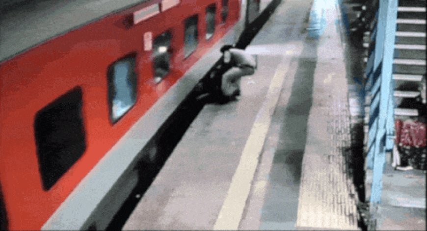 Watch: Passenger slips while boarding moving train in Mumbai, alert RPF officer saves his life