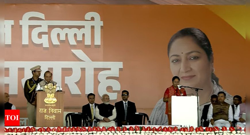 Rekha Gupta takes oath as Delhi CM in presence of PM Modi, top NDA leaders