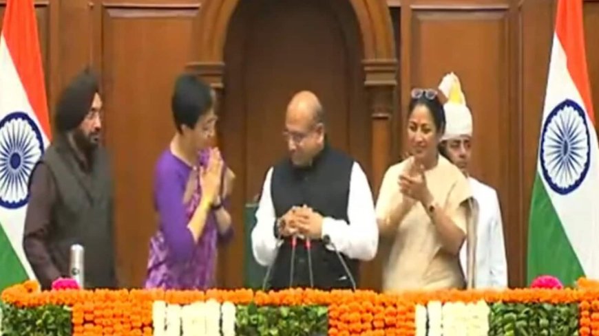 WATCH | Delhi CM Rekha Gupta, AAP's Atishi accompany BJP MLA Vijender Gupta to the Speaker chair