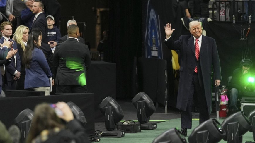 Video: Trump's entry at wrestling championship gets loud cheers, 'USA' chants