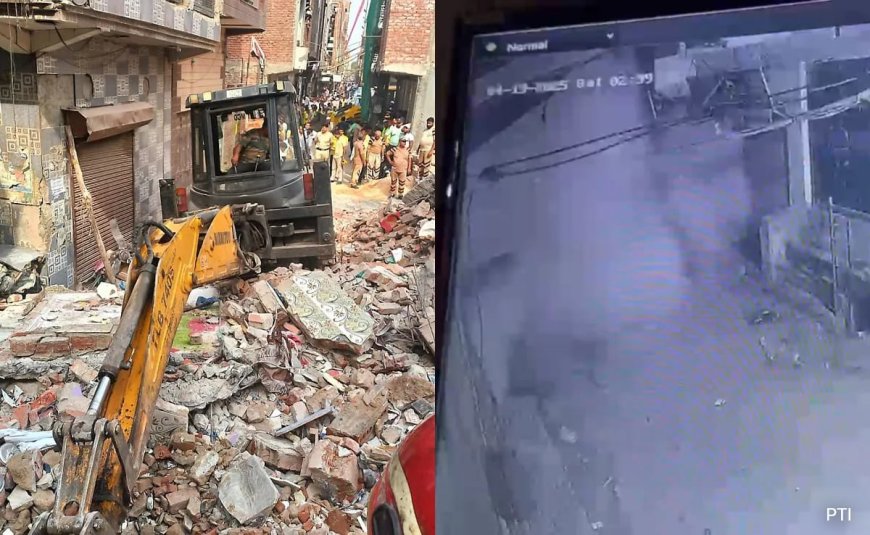 CCTV Captures Delhi Building Collapse, Cloud Of Dust Fills Alley