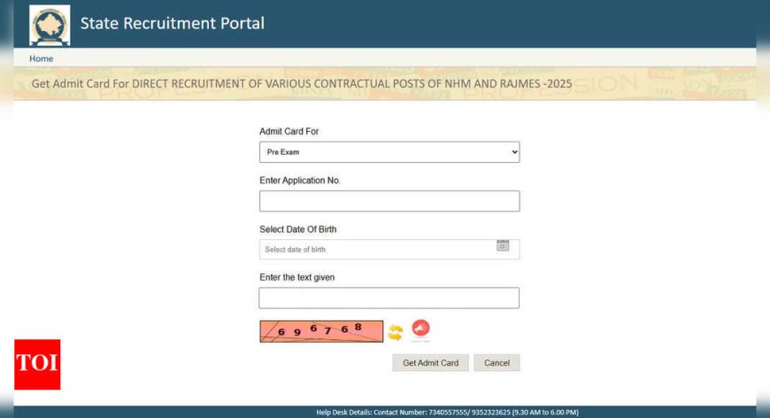 RSMSSB Rajasthan NHM and RajMES 2025 admit cards released for June exams; check direct link here