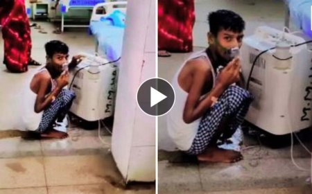 ‘क्या स्वास्थ्य मंत्री जी को मरीजों की दयनीय स्थिति दिखाई नहीं दे रही?’ आजमगढ़ में ऑक्सीजन ले रहा मरीज, सिस्टम में सुधार की आवश्यकता