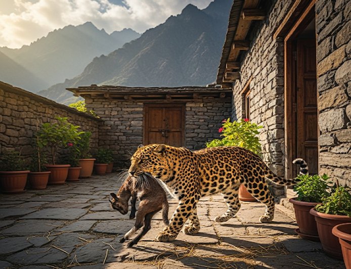 सिरसा में गुलदार का आतंक: घर के आंगन से बकरी उठाई, ग्रामीणों में हड़कंप