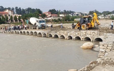 प्रेमनगर-नंदा की चौकी मार्ग पर अस्थायी पुल हुआ तैयार, छोटे वाहनों की आवाजाही शुरू