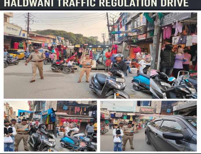 हल्द्वानी में नैनीताल पुलिस का विशेष अभियान: 38 वाहनों पर हुई “नो पार्किंग” कार्रवाई