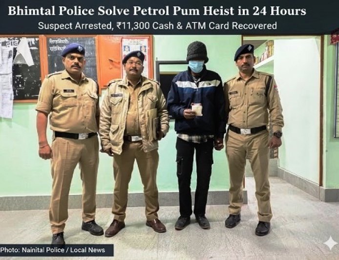भीमताल: 24 घंटे में पेट्रोल पंप चोरी का खुलासा, पुलिस ने किया 100% बरामदगी