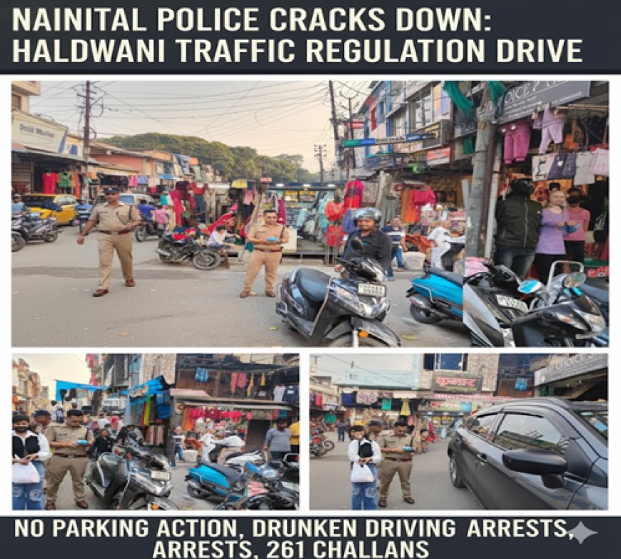 हल्द्वानी में नैनीताल पुलिस का विशेष अभियान: 38 वाहनों पर हुई “नो पार्किंग” कार्रवाई