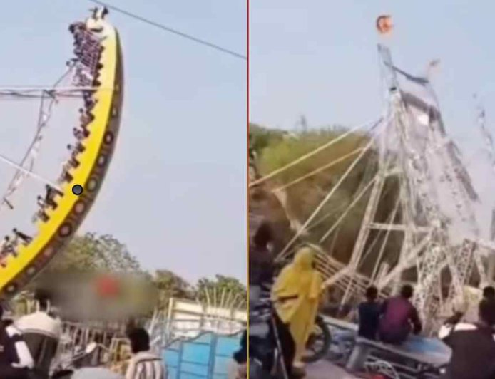 झाबुआ में महाराज नो मेले में झूले का बड़ा हादसा, 15 छात्राएं घायल - देखें वीडियो