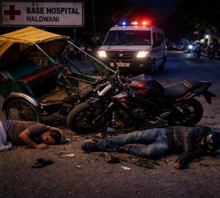 हल्द्वानी: बाइक की टक्कर से रिक्शा चालक की मौत, युवक गंभीर