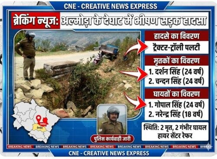 Almora : अनियंत्रित होकर पलटा ट्रैक्टर; दो युवकों की दर्दनाक मौत