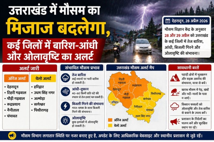 उत्तराखंड में मौसम का मिजाज बदलेगा, भारी बारिश और आंधी का अलर्ट