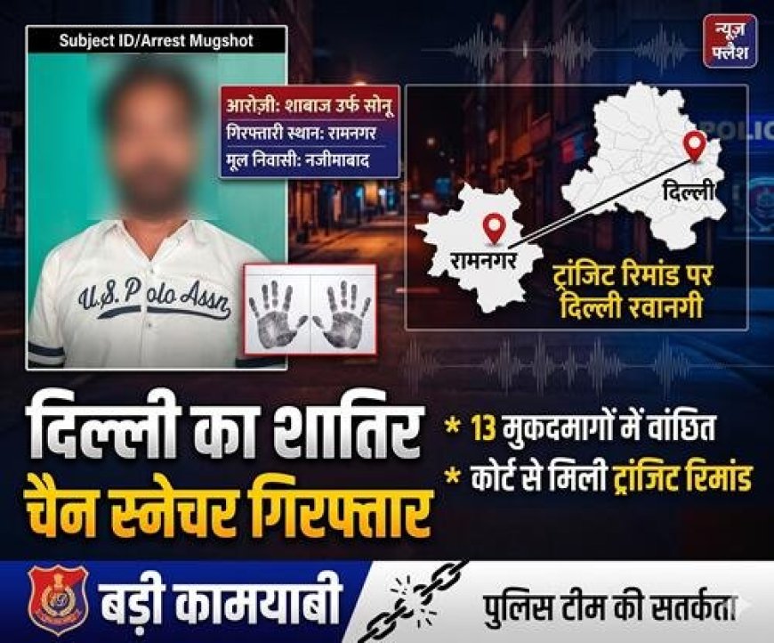 दिल्ली का शातिर चैन स्नैचर शाबाज उर्फ सोनू पुलिस के जाल में आया