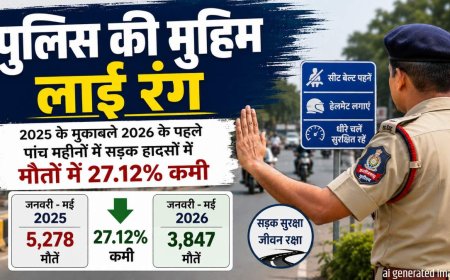 पुलिस की मुहीम का दिखा असर: 2025 की तुलना में 2026 के पांच महीने में सड़क हादसों में मौतों में 27.12% कमी