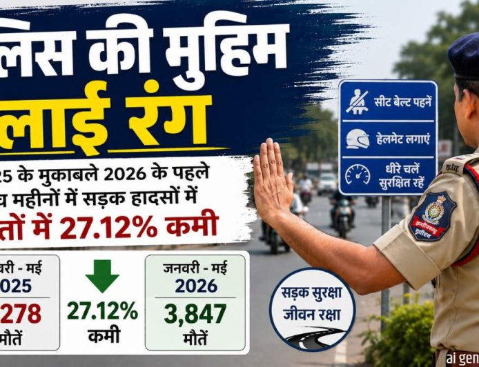 छत्तीसगढ़: सड़क हादसों में कमी के लिए पुलिस की मुहिम रंग लाई, 2026 के पहले पांच महीने में 27.12% हुई मौतों में कमी