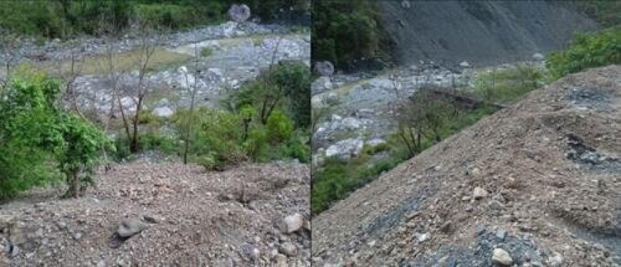 एनजीटी नियमों की उड़ी धज्जियां: नदी किनारे फेंका सैकड़ों टन मलबा