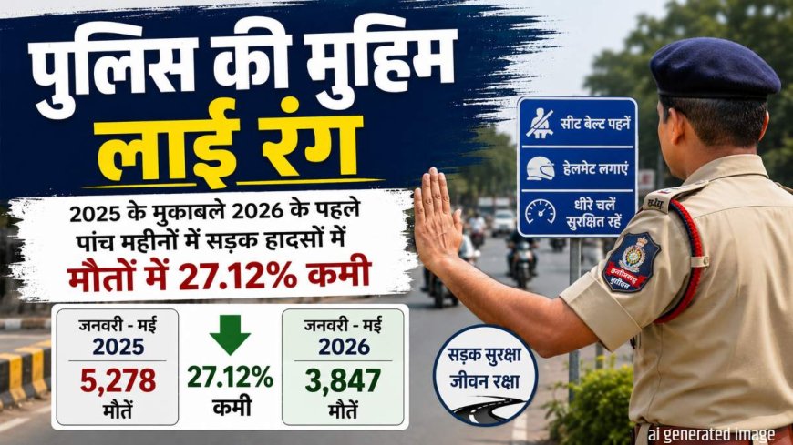 छत्तीसगढ़: सड़क हादसों में कमी के लिए पुलिस की मुहिम रंग लाई, 2026 के पहले पांच महीने में 27.12% हुई मौतों में कमी