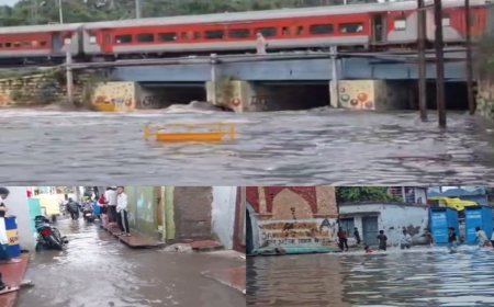 खंडवा में बारिश ने नगर निगम की व्यवस्था की पोल खोली, बच्चों ने स्कूल में स्विमिंग पूल की तरह की तैराकी