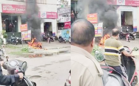 ऋषिकेश में बैंक के बाहर इलेक्ट्रिक स्कूटी में आग: घटना से मच गई अफरा-तफरी
