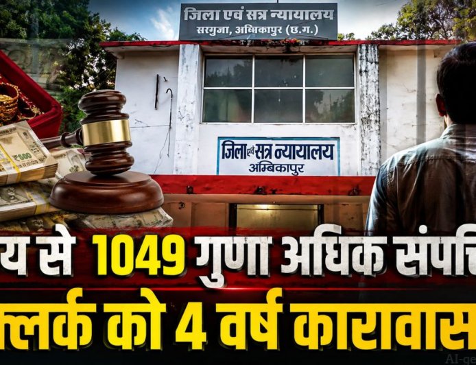 अंबिकापुर के क्लर्क ऋषि सिंह को 1049 गुना संपत्ति के मामले में 4 साल की सजा