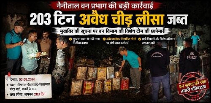 नैनीताल: अवैध चीड़ लीसा कारोबार का बड़ा खुलासा, 203 टिन लकड़ी बरामद