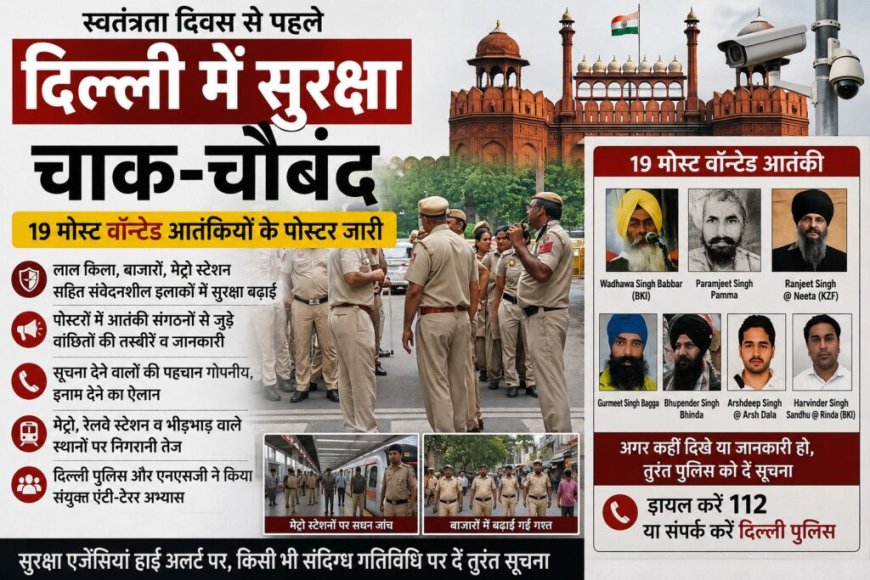 दिल्ली में स्वतंत्रता दिवस से पहले सुरक्षा बढ़ाई गई, 19 मोस्ट वॉन्टेड आतंकियों के पोस्टर किए गए जारी
