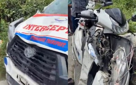 interceptor वाहन ने स्कूटी को मारी टक्कर, दो संविदा कर्मचारी घायल