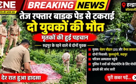 तेज रफ्तार बाइक पेड़ से टकराई, दो युवकों की मौके पर मौत