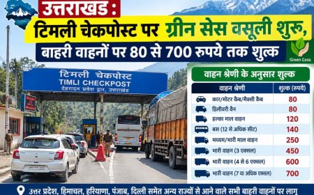 उत्तराखंड : टिमली चेकपोस्ट पर ग्रीन सेस वसूली शुरू, बाहरी वाहनों पर 80 से 700 रुपये तक शुल्क