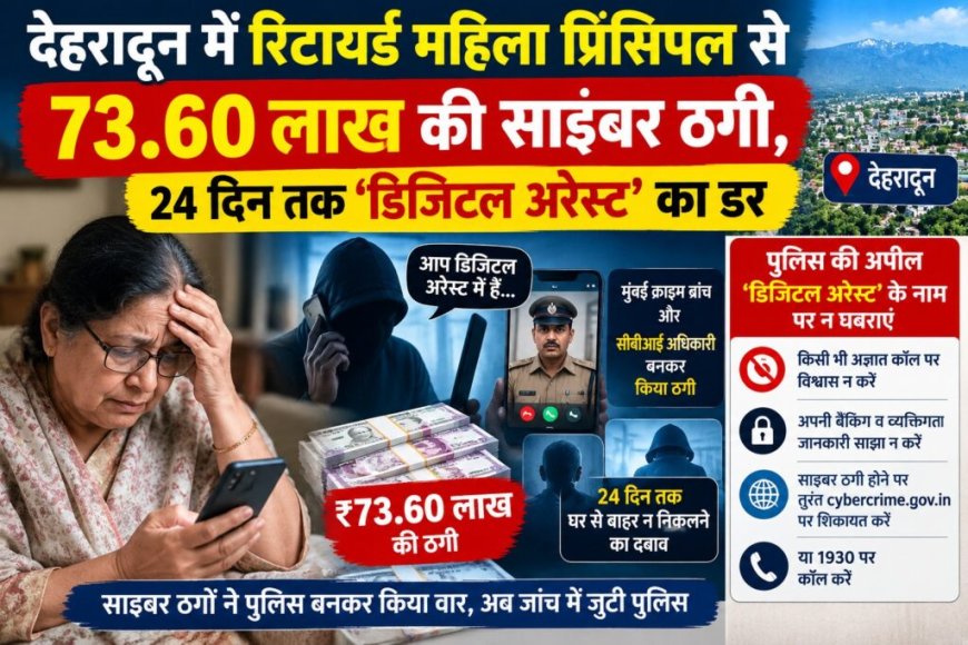 24 दिन तक डिजिटल अरेस्ट का डर दिखाकर रिटायर्ड प्रिंसिपल से 73.60 लाख ठगे