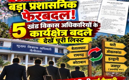 नैनीताल में प्रशासनिक फेरबदल: 5 खंड विकास अधिकारियों के कार्यक्षेत्र में बदलाव, पूरी जानकारी यहाँ!